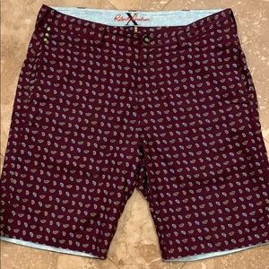 Robert Graham Men’s Shorts Sz 36 Burgundy/Paisley
